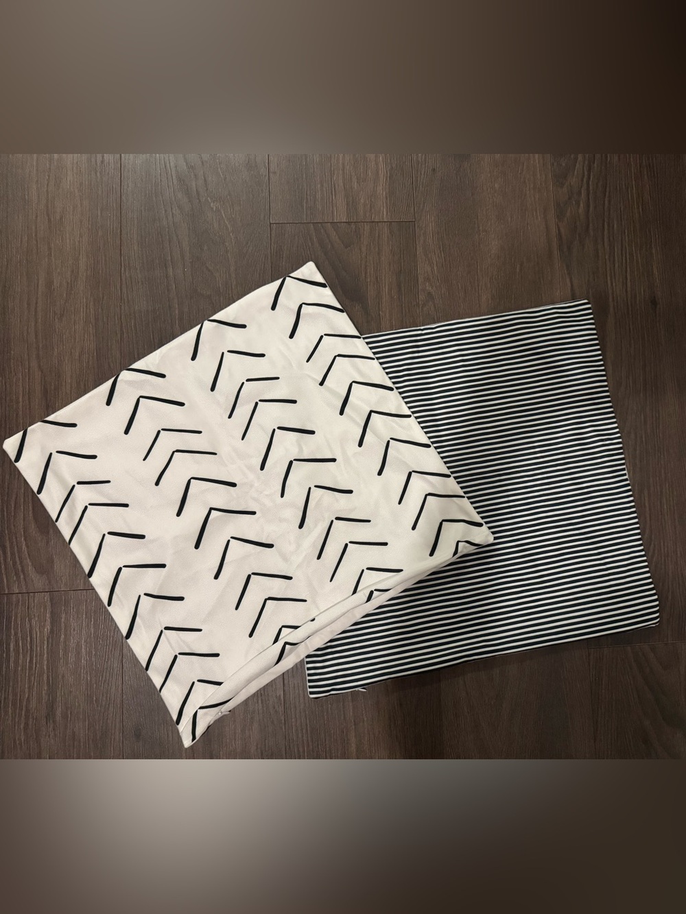 Black and White Patterned Throw Pillow Covers - Modern Chevron & Stripes